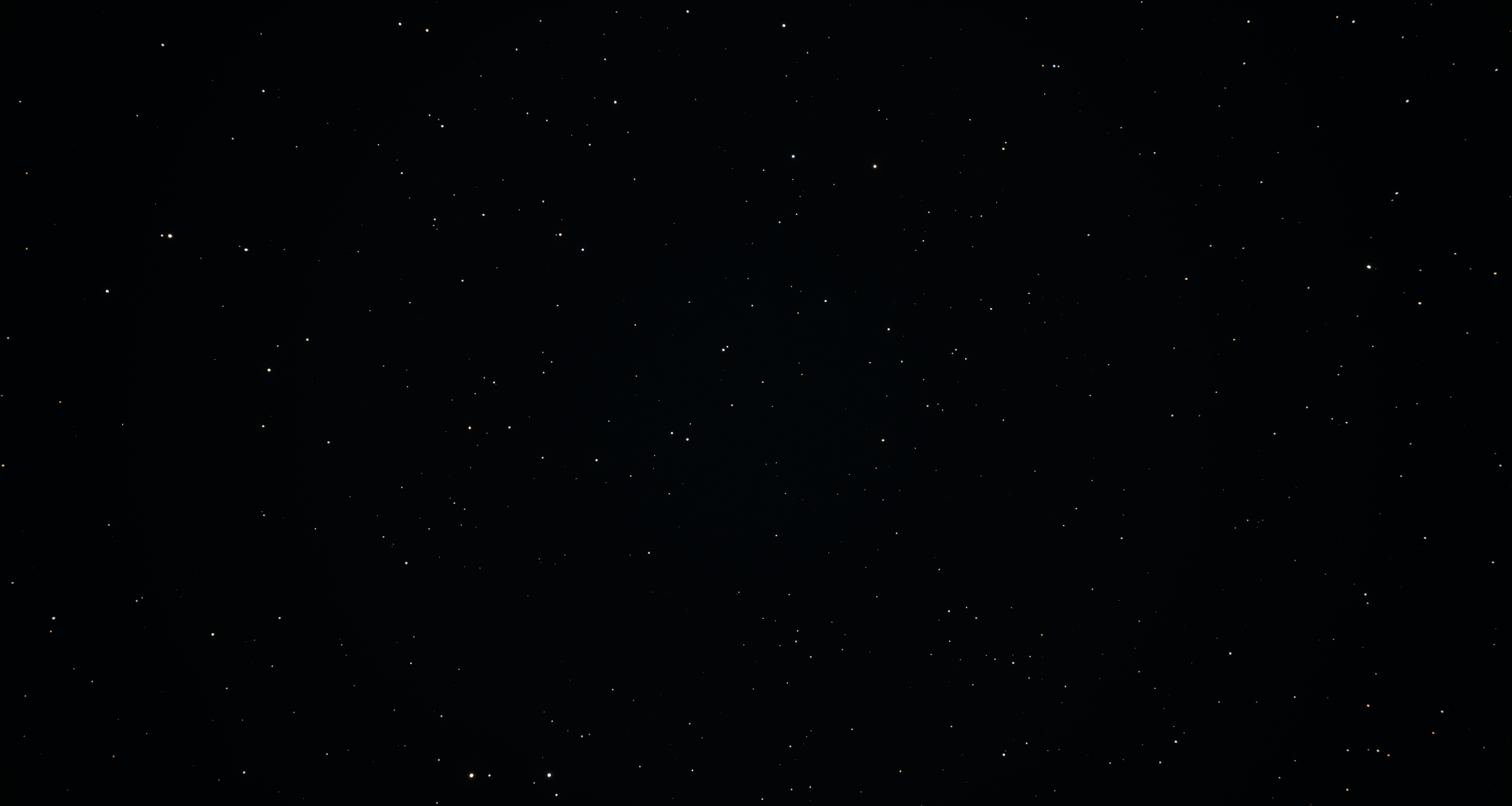 A field of stars in the modelled night sky above Alderbeck.