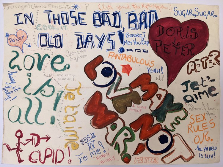 Love letter/poster - from Doris to her ex-husband Peter Gillon