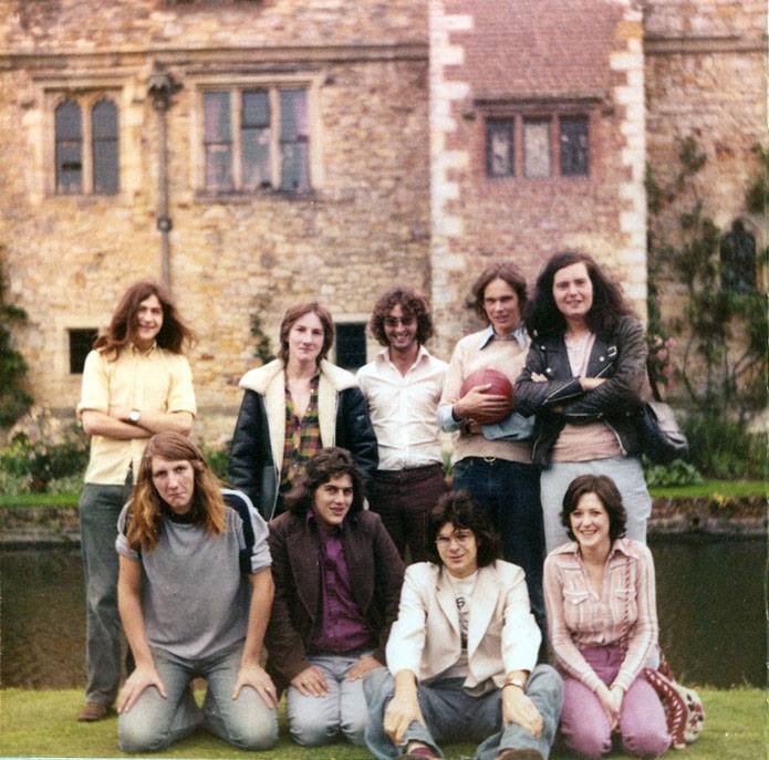 Hever Castle, around 1973.
Top (left to right): Aardvark (Mark Armitage), Pat Connolly, Unknown, Nick Moore, Pete Coxon
Bottom (left to right): Jack Hanson, Bob Cox, Chris Armitage, Jill ...